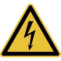 Safetymarking - Warnschild Warnung vor elektrischer Spannung, Blitzpfeil, Folie, 200 mm - gelb von SAFETYMARKING