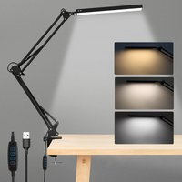 Led Schreibtischlampe Tischlampe dimmbar Leselampe flexibel Bürolampe 10W mit Schwenkarm geeignet für Büro - Schwarz - Vingo von VINGO