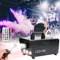 Nebelmaschine 500W Mini dj effekt Rauchmaschine Schnelle Generierung von Nebel 13 farbige 3 LEDs mit led/ Drahtloser Fernbedienung für Halloween von VINGO