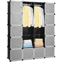 Vingo - Regalsystem Kleiderschrank, 20 Würfel Schwarz Kunststoff Garderobenschrank diy einfach zu montieren offener Garderobe für Bücher Spielzeug von VINGO
