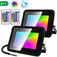 SWANEW 2er 50W RGB Fluter Strahler IP67 Outdoor Farbwechselhafte Scheinwerfer Außen von WOLKETON