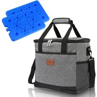 Wolketon - swanew 33L Kühltasche Picknicktasche Thermotasche Lunchtasche Kühlbox Groß Isoliert Faltbar Tasche Isoliertasche mit 2er Kühlakkus Grau von WOLKETON