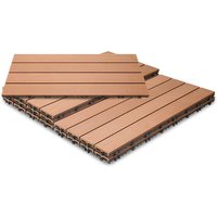 Swanew wpc Terrassenfliesen 18er Holzfliesen Balkonfliesen Klickfliese Kunststoff Bodenbelag Steckfliesen Braun von WOLKETON