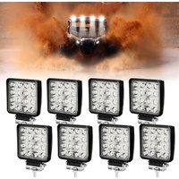 VINGO LED Arbeitsscheinwerfer 8 X 48W Zusatzscheinwerfer 12V 24V 6000K IP67 Wasserdicht Offroad Scheinwerfer Arbeitslicht für Trecker KFZ Bagger SUV, von WOLKETON