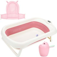 Baby Badewanne Babywanne Kinder Faltbare klappbar Baden Sicher 3 in 1 0-6 Jahre mit Standfüßen Tragbare mit Sicherheitsnetz Thermometer Shampoobecher von VINGO