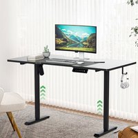 Wolketon Höhenverstellbarer Schreibtisch mit Desktop 140x60cm Ergonomischer Tischplatte mit Memory-Steuerung Schwarz von WOLKETON