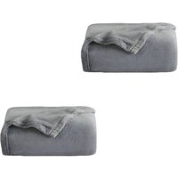 Wolketon Kuscheldecke 2er Flanell Wohndecke Decke Universell Sofa Garten Unterwegs Grau 200 x 150 cm Super soft Wolketon Kuscheldecke 2er Flanell Wohndecke Decke Universell Sofa Garten Unterwegs Grau 200 x 150 cm Super soft von WOLKETON