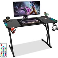 Wolketon LED-Gaming-Schreibtisch, 120 x 60 cm Großer Gamer-Schreibtisch mit einer Tischplatte aus Carbonfaser, Schwarz Wolketon LED-Gaming-Schreibtisch, 120 x 60 cm Großer Gamer-Schreibtisch mit einer Tischplatte aus Carbonfaser, Schwarz von WOLKETON