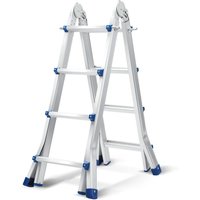 Wolketon Mehrzweckleiter 4x4 Alu Multifunktionsleiter Teleskopleiter 402cm Silber bis 150kg von WOLKETON