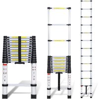 Wolketon Teleskopleiter Alu Leichtgewicht Rutschfester Anlegeleiter 3,2m Silber Multifunktionsleiter Mehrzweckleiter Ausziehbare Leiter 15 Stufe von WOLKETON