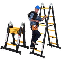 Wolketon Teleskopleiter schwarz Aluminium Klappbar Multifunktionsleiter Anlegeleiter 1.9M+1.9M Mehrzweckleiter Fingerklemmschutz Auszeihleiter Wolketon Teleskopleiter schwarz Aluminium Klappbar Multifunktionsleiter Anlegeleiter 1.9M+1.9M Mehrzweckleiter Fingerklemmschutz Auszeihleiter von WOLKETON