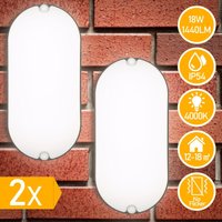 Wolketon - swanew 2x 15W led Feuchtraumleuchte Deckenleuchten pc+pbt IP54 Weiß Ovalleuchte Badlampe Bürolampe von WOLKETON