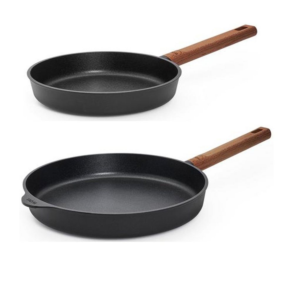 WOLL MADE IN GERMANY Pfannen-Set ECO Logic QXR, Induktion, mit festem Holzstiel (PFAS-FREE), Aluminiumguss (Set, 2-tlg., Flachpfanne 24 + 28cm), Ø24cm, Ø28cm, nicht spülmaschinengeeignet von WOLL MADE IN GERMANY