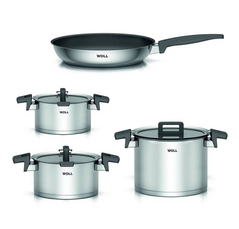 WOLL MADE IN GERMANY Topf-Set Woll Concept 4tlg. Topfset + Pfanne, Induktion, 5-lagiges Mehrschicht-Material, Edelstahl (Set, 4-tlg), Induktionsgeeignet von WOLL MADE IN GERMANY