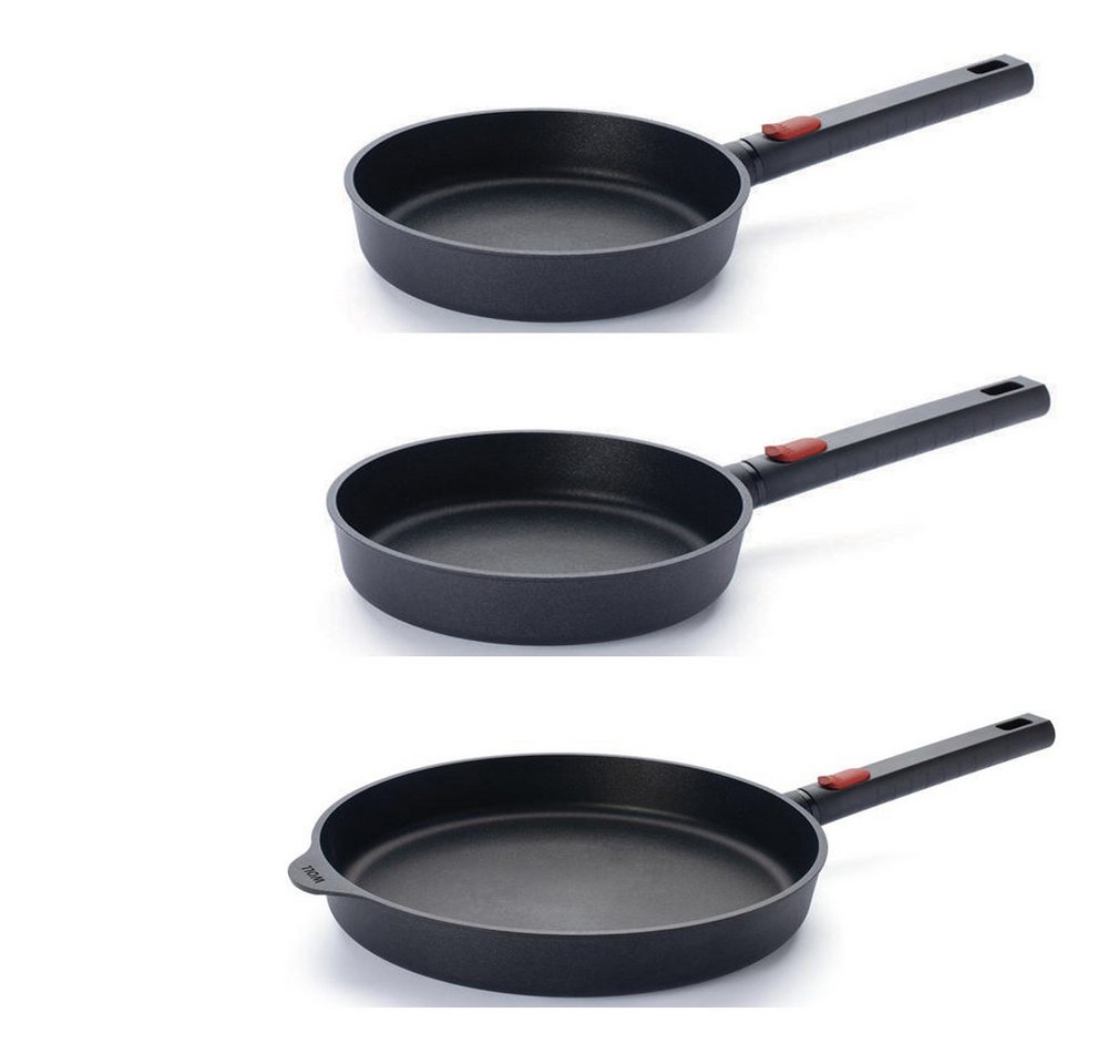 WOLL Pfannen-Set Bratpfannen ECO Logic QXR (PFAS-FREE), Aluminium (3-tlg., abnehmbarer Stielgriff), Induktionsgeeignet von WOLL