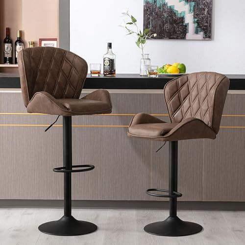 WOLMICS Barhocker Barstuhl 2er Set höhenverstellbar,Tresenhocker Mit Lehne, Drehbar,PU Leder,Für Esszimmer Heimbar Kücheninsel,Dunkelbraun WOLMICS Barhocker Barstuhl 2er Set höhenverstellbar,Tresenhocker Mit Lehne, Drehbar,PU Leder,Für Esszimmer Heimbar Kücheninsel,Dunkelbraun von WOLMICS