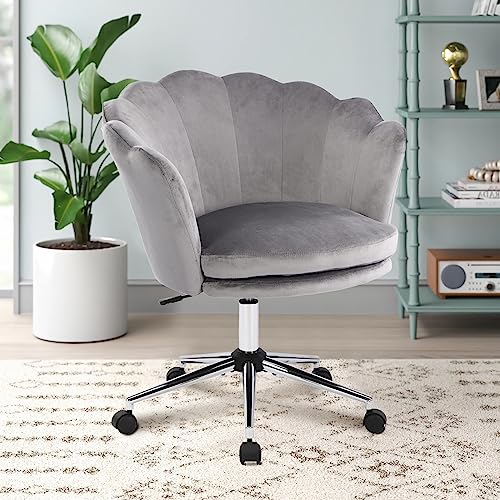 WOLMICS Schminktisch Stuhl 150kg,Schreibtischstuhl aus Samt für Homeoffice,Höhenverstellbarer Drehstuhl mit Gepolsterter,Schminktisch Stuhl für Schlafzimmer von WOLMICS