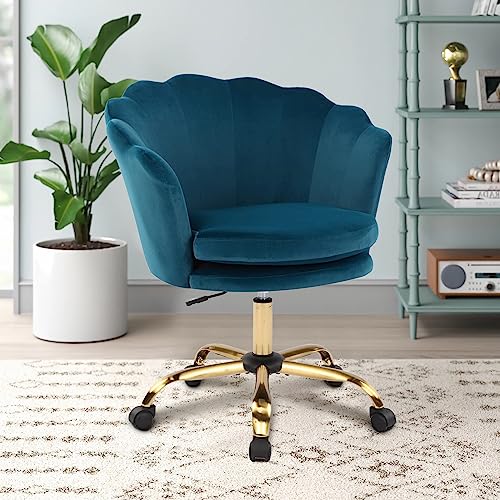 WOLMICS Bürostuhl Ergonomisch,Schreibtischstuhl 150kg aus Samt für Homeoffice,Höhenverstellbarer Drehstuhl mit Gepolsterter,Schminktisch Stuhl für Schlafzimmer von WOLMICS