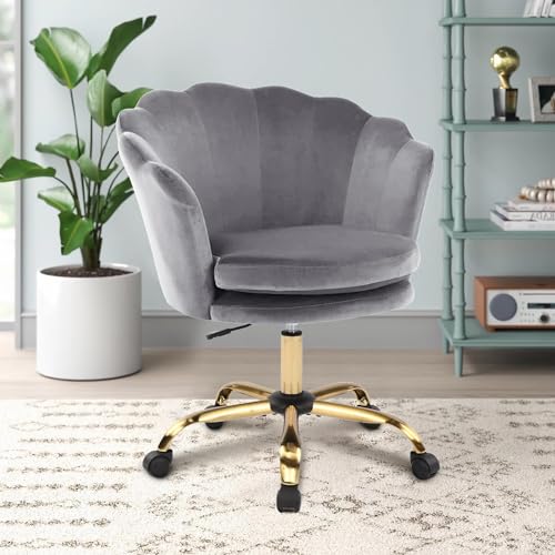 WOLMICS Bürostuhl Ergonomisch,Schreibtischstuhl 150kg aus Samt für Homeoffice,Höhenverstellbarer Drehstuhl mit Gepolsterter,Schminktisch Stuhl für Schlafzimmer von WOLMICS