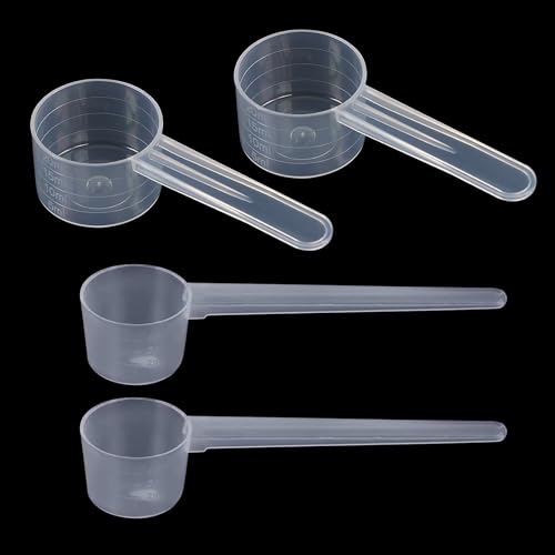 4 Stück Messlöffel, Dosierlöffel Transparent mit Skala 5g und 10g / 20ml Waagen, Messlöffel Gramm, Scoop 5g und 10g / 20ml, Dosier-Löffel für Backen Kochen Kaffee Waschpulver Proteinpulver Creatin von WOLMIK