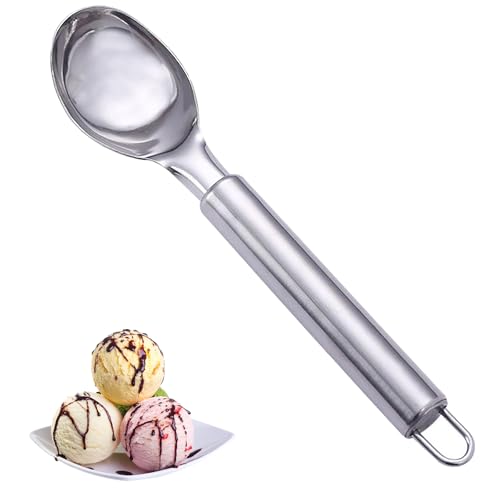 Eisportionierer, WOLMIK Edelstahl Keksportionierer Melonenballer Scooper Cones, Spezialwerkzeuge und Gadgets, Eiscremelöffel Lebensmittelportionierer Spülmaschinenfest, Silber von WOLMIK