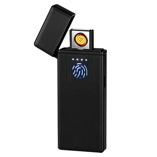 Feuerzeug Elektrisch, Wiederaufladbares elektronisches Feuerzeug mit USB-Anschluss, Winddicht, mit Fingerabdruck-Sensor, LED-Sensor, doppelseitige Zündung, flammenloses Feuerzeuge für Zigaretten Feuerzeug Elektrisch, Wiederaufladbares elektronisches Feuerzeug mit USB-Anschluss, Winddicht, mit Fingerabdruck-Sensor, LED-Sensor, doppelseitige Zündung, flammenloses Feuerzeuge für Zigaretten von WOLMIK