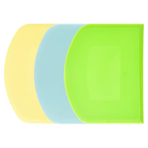 Teigschaberkarte Kunststoff, 3 Stück Schüsselschaber, Dough Scraper Plastic, Teigschneider für Teigkuchen, Pizza, Backwerkzeug (Blau/Grün/Gelb) von WOLMIK