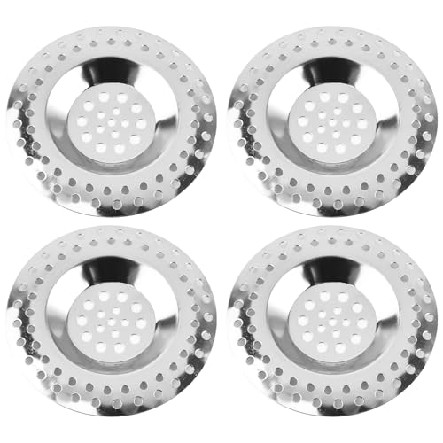 WOLMIK 4 Stück Abflusssieb, Edelstahl Abflußsieb, Edelstahlsieb Kanalfilter Waschbecken Filter Gemüse Becken Filter Slipping durch die Netto-Senke Bad Bodenablauf Ideal für Bad und Küche von WOLMIK