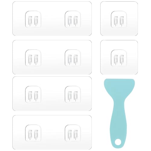 WOLMIK 6 Stück Duschablage-Klebehaken Ersatz, transparente Klebehaken, starke Aufkleberhaken für Küche, Badezimmer, Duschablage, Eckregal (Einzel- und Doppelhaken) von WOLMIK