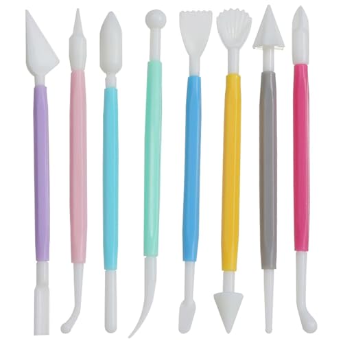 WOLMIK 8 Stück Kuchenmodellierwerkzeuge Set, Fondant Skulptur Modellierwerkzeuge, Geeignetes Kuchenmodellier Dekorationswerkzeug, Modellierwerkzeug Modelierwerkzeugset Sculpting Tools von WOLMIK