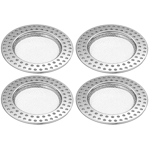 WOLMIK Abflusssieb Edelstahl Rostfrei 4er Set, 7.8CM Haarsieb Dusche, Waschbecken Sieb Abfluss Spüle, Abfluss-Sieb Sink Strainer für Küche von WOLMIK