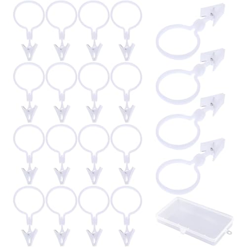 WOLMIK Gardinenringe 20 Stück Vorhangringe mit Clips, 35 mm Diameter Ringe Duschvorhang Hanging Ring Clip Plastic Curtain Clip Rod Curtain Rings with Clips für Vorhänge und Gardinenstangen von WOLMIK