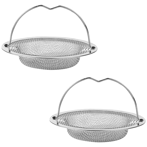 WOLMIK Spülbeckensieb – 2 Stück Küchenspüle-Sieb mit Griff, Edelstahl, großes Spülbeckensieb mit Hebegriff, Durchmesser 6,5 cm, Anti-Verstopfung, Abflusssieb, Spüle, Lebensmittelauffangkorb, äußerer WOLMIK Spülbeckensieb – 2 Stück Küchenspüle-Sieb mit Griff, Edelstahl, großes Spülbeckensieb mit Hebegriff, Durchmesser 6,5 cm, Anti-Verstopfung, Abflusssieb, Spüle, Lebensmittelauffangkorb, äußerer von WOLMIK