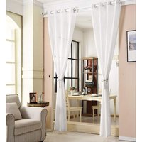 Gardinen transparent mit Ösen Leinenoptik Vorhang Schal Deko Ösenvorhang Halbtransparent Stores Voile Fensterschal Leinenvorhang für Wohnzimmer von WOLTU