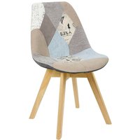 1 x Esszimmerstuhl 1 Stück Esszimmerstuhl Design Stuhl Leinen Küchenstuhl Holz Patchwork - Woltu von WOLTU
