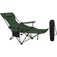1x Campingstuhl Angelstuhl ultraleichter Stuhl Liegestuhl mit Lehne Fußstütze Getränkehalter belastbar 150 kg aus Oxford-Gewebe Grün - Grün - Woltu von WOLTU