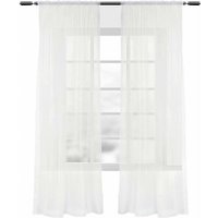 Vorhänge mit Kräuselband Stores Gardinen Creme kurz transparent 140x245cm (BxH), 2er Set Gardinen Fensterschals Voile für Wohnzimmer Schlafzimmer Vorhänge mit Kräuselband Stores Gardinen Creme kurz transparent 140x245cm (BxH), 2er Set Gardinen Fensterschals Voile für Wohnzimmer Schlafzimmer von WOLTU