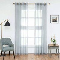 2 Stücke Vorhänge & Gardine transparent mit Ösen grau 140x145 cm - grau - Woltu von WOLTU