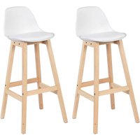 Woltu - 2 x Barhocker 2er Set Barstuhl aus Kunststoff Holz mit Lehne Design Stuhl Küchenstuhl Weiß von WOLTU