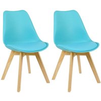 2 x Esszimmerstühle 2er Set Esszimmerstuhl Design Stuhl Küchenstuhl Holz, Blau - Woltu von WOLTU