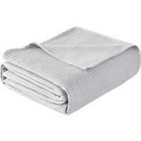 Woltu - 220x240cm Tagesdecke 100% Baumwolle Decke Weiche Waffelpique Tagesdecke, Leichte Kuscheldecke Wohndecken, Überwurf für Sofa Seesel Bett, Grau von WOLTU