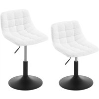 2er Barhocker Barstuhl 360° drehstuhl höhenverstellbare Schminkhocker mit Rückenlehne Bürohocker Arbeitshocker aus bequemer Chenille, Metall, Weiß von WOLTU