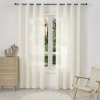2er Gardinen Leinenoptik Vorhänge Halbtransparent Gardine mit Ösen für Schlafzimmer Wohnzimmer 135x175 cm Creme - Creme - Woltu von WOLTU