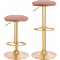 2er Set Barhocker Barstuhl mit Fußstütze ergonomischer 360 ° Drehhocker höhenverstellbar Tresenhocker für Bistro Küche Bar Café 61-82cm Rosa - Woltu von WOLTU
