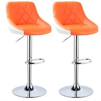 2er Set Barhocker Tresenstuhl Barstuhl Hocker 2 farbig Sitzfläche aus Kunstleder Orange+weiß BH30or-2 - Orange+weiß - Woltu von WOLTU
