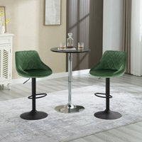 Woltu - 2er-Set Barhocker Tresenhocker, Gute gepolstert, Samt, Hocker Höhenverstellbar, Drehbar, Dunkelgrün von WOLTU