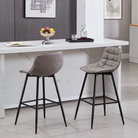 Barhocker 2er Set, Tresenhocker Bistrohocker mit Rückenlehne Fußstütze, Barstuhl Küchenstuhl, aus Kunstleder Metallbeine, Dunkelgrau - Woltu von WOLTU