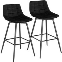 Woltu - Barhocker 2er Set Designer Barstuhl Hocker Tresenhocker Bistrohocker mit Fußstütze, Samt, Metallbeine, schwarz Woltu - Barhocker 2er Set Designer Barstuhl Hocker Tresenhocker Bistrohocker mit Fußstütze, Samt, Metallbeine, schwarz von WOLTU