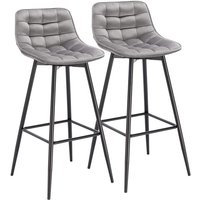 Barhocker 2er Set Designer Barstuhl Hocker Tresenhocker Bistrohocker mit Fußstütze, Samt, Metallbeine, hellgrau - Woltu Barhocker 2er Set Designer Barstuhl Hocker Tresenhocker Bistrohocker mit Fußstütze, Samt, Metallbeine, hellgrau - Woltu von WOLTU