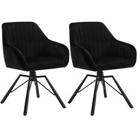 Woltu - 2er Set Esszimmerstühle Drehstuhl Samt Polsterstuhl mit Armlehne Metallbeine Küchenstuhl ergonomisch Loungesessel für Wohnzimmer Esszimmer von WOLTU